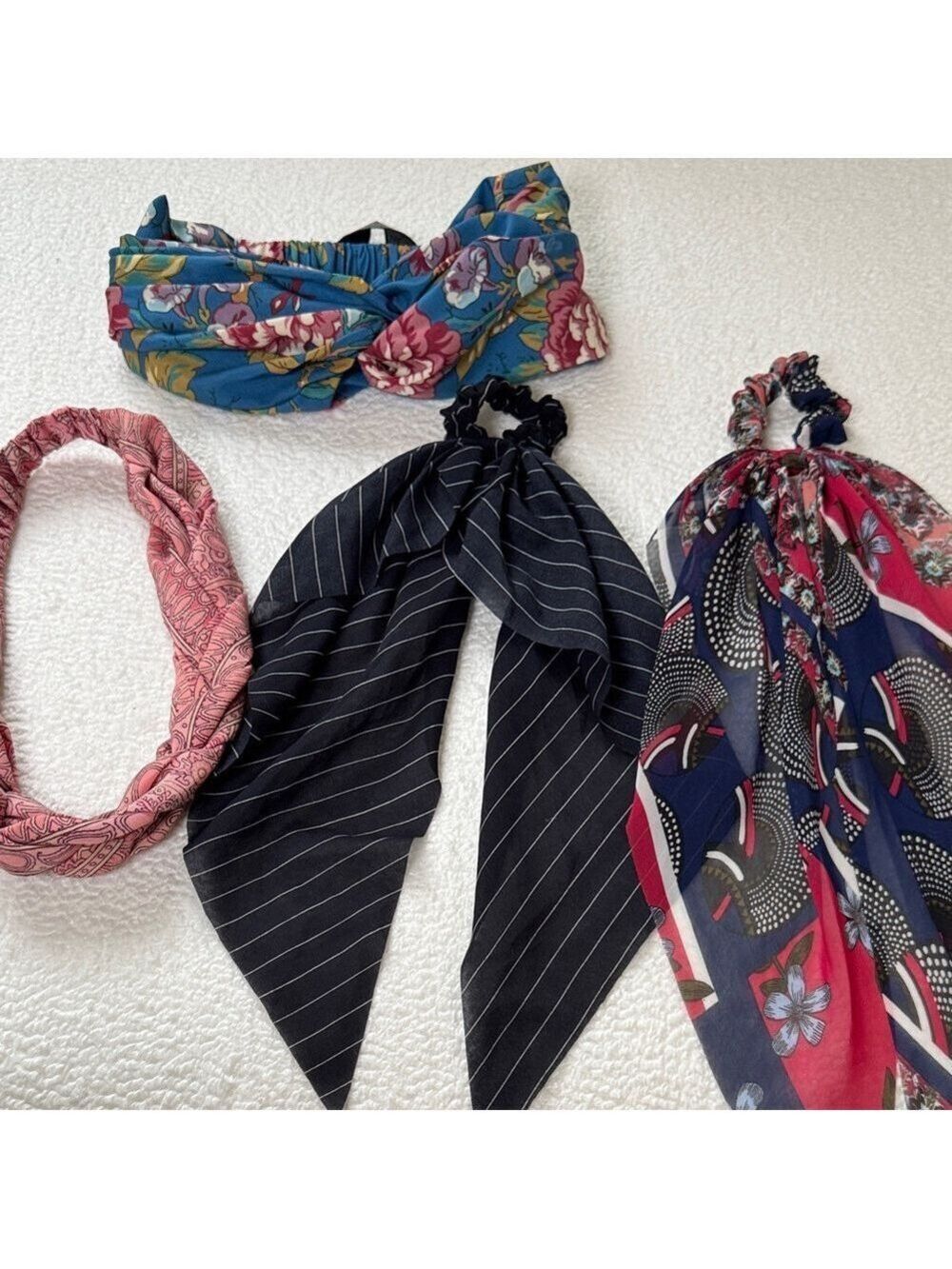 Anthropologie/Zara Floral and Striped Headband Scrunchie Lot